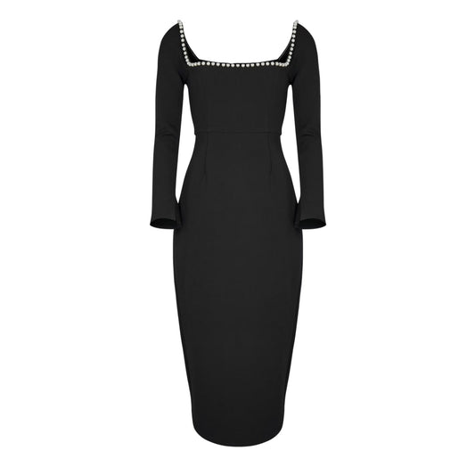 Black - Front - Muse Womens-Ladies The Ultimate Muse Pearl Midi Dress