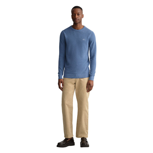 Blue - Lifestyle - Gant Mens Cotton Pique Crew Neck Sweatshirt
