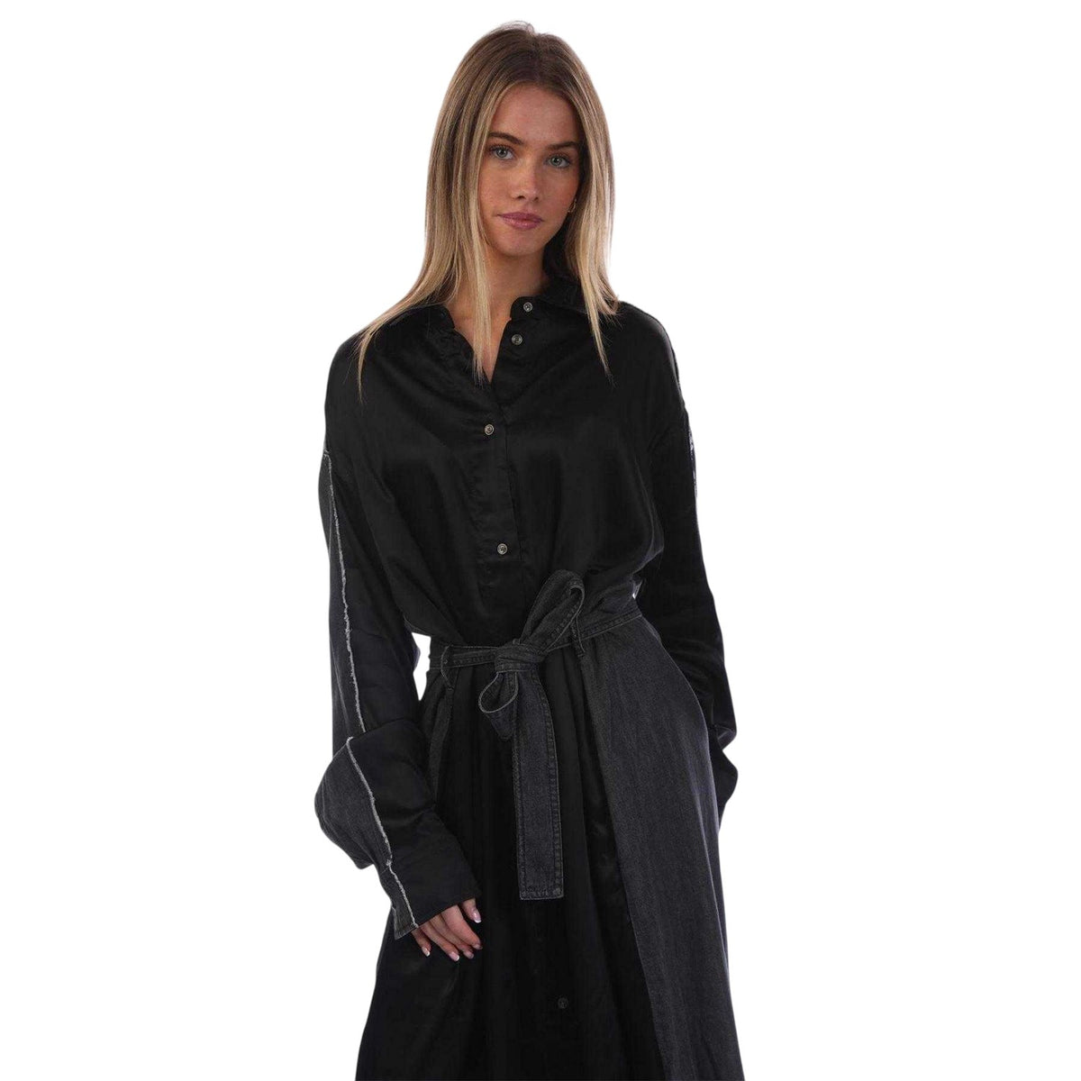 Black Print - Side - Diesel Womens-Ladies D-Paige-Stram Rayon Shirt Dress