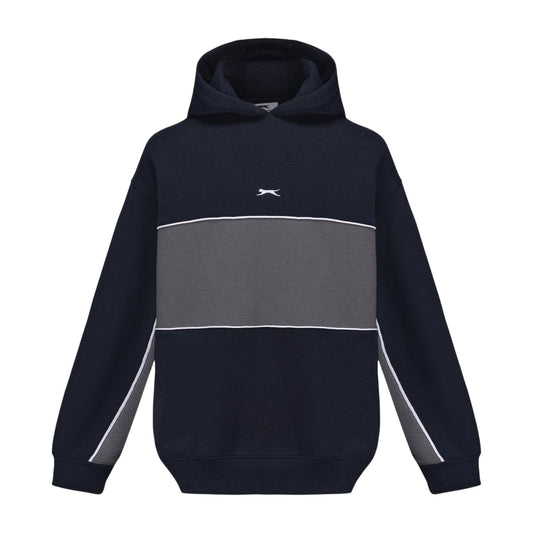 Navy - Front - Slazenger Mens Colour Block Drawstring Hoodie