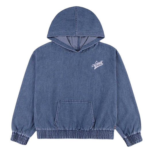 Denim Faded - Front - Levis Childrens-Kids Denim Drawstring Hoodie