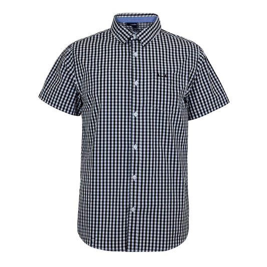 Black-White - Front - Bench Mens Esher Gingham Check Shirt
