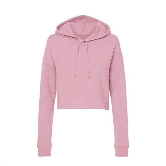 Pink - Front - Miso Womens-Ladies Cropped Drawstring Hoodie