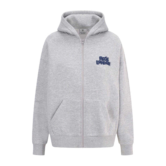 Grey Marl - Front - Rose London Womens-Ladies Graphic Print Full Zip Hoodie