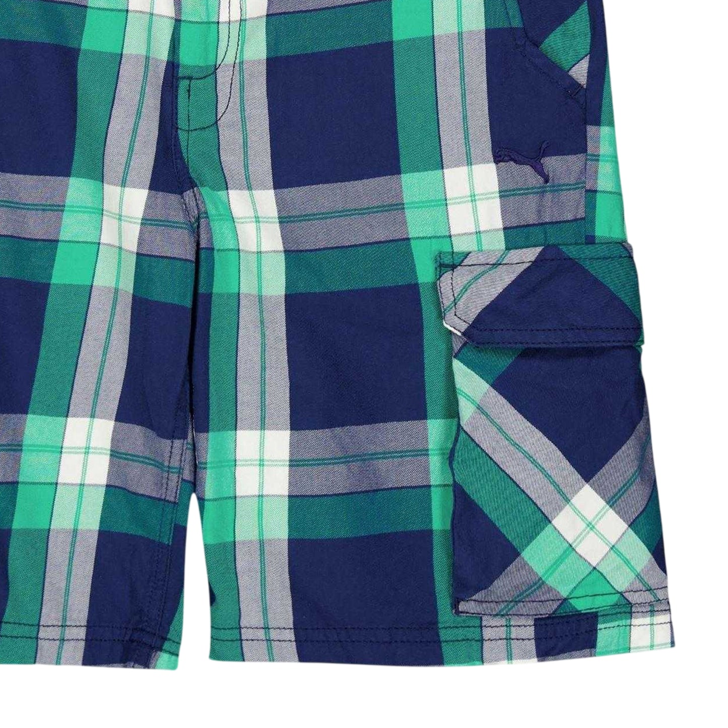 Green - Side - Puma Childrens-Kids Beach Checked Cargo Shorts