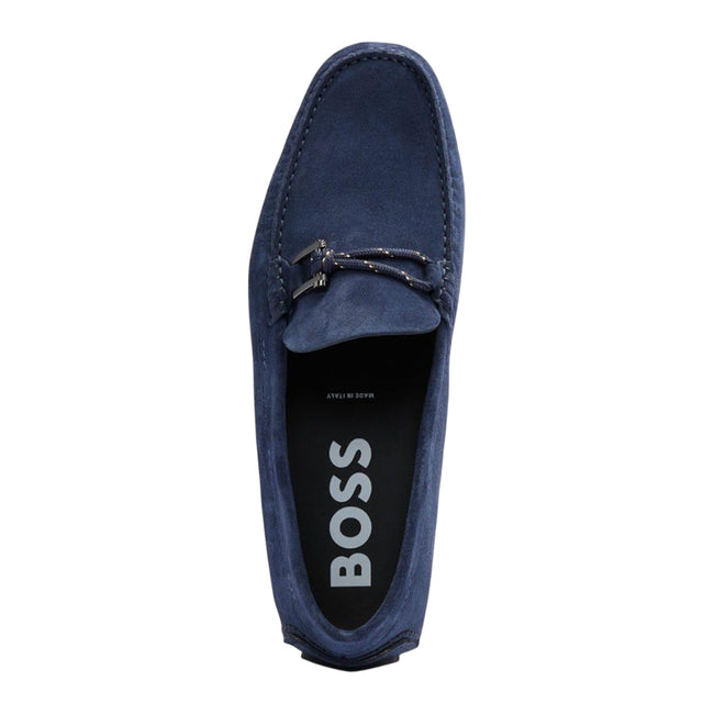 Blue - Pack Shot - Hugo Boss Mens Driver Leather Moccasins