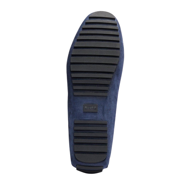 Blue - Close up - Hugo Boss Mens Driver Leather Moccasins