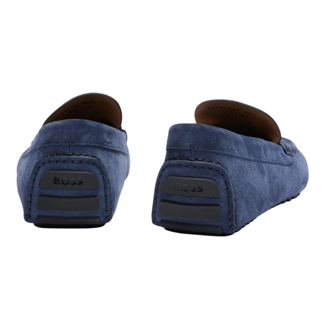 Blue - Back - Hugo Boss Mens Driver Leather Moccasins