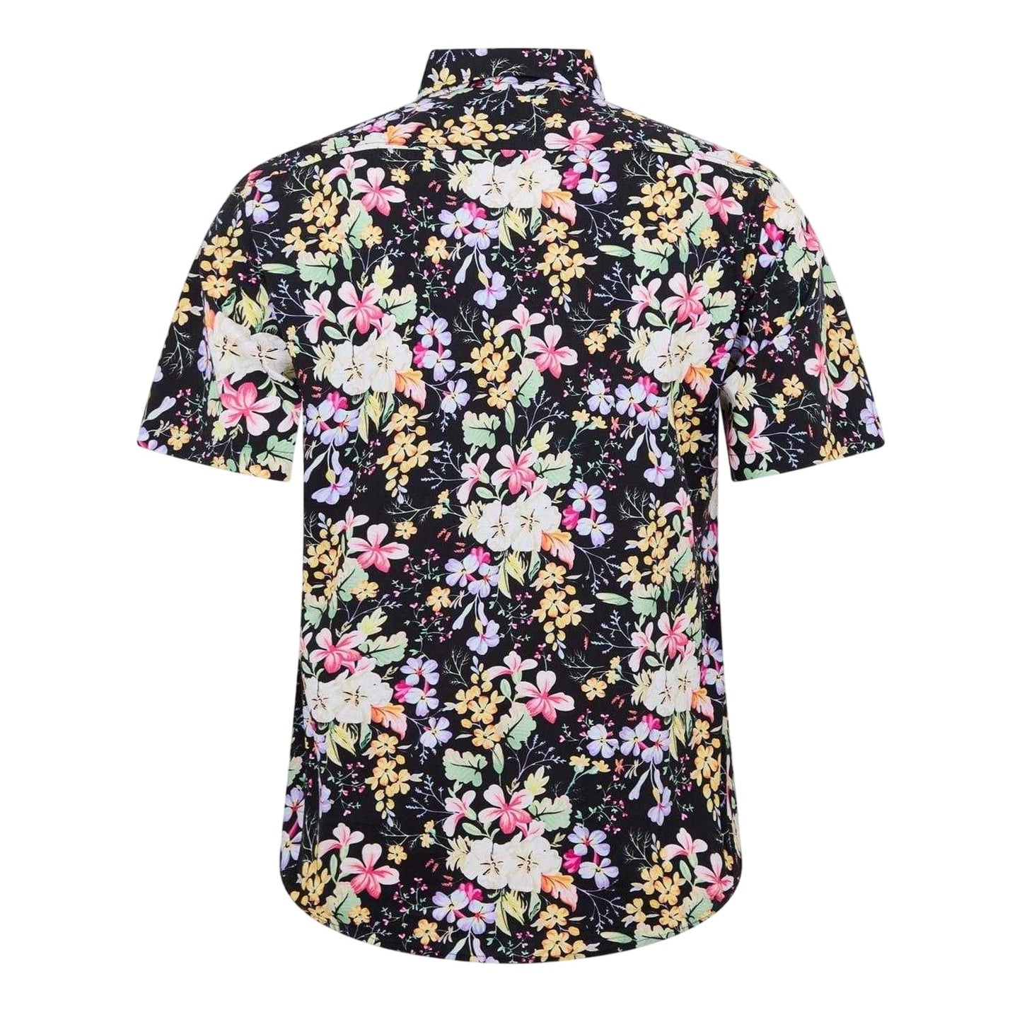 Black-Multicoloured - Back - Replay Mens Floral Regular Shirt