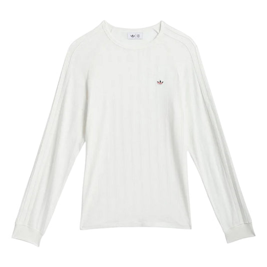White - Front - Adidas Mens Originals Ribbed Long-Sleeved T-Shirt