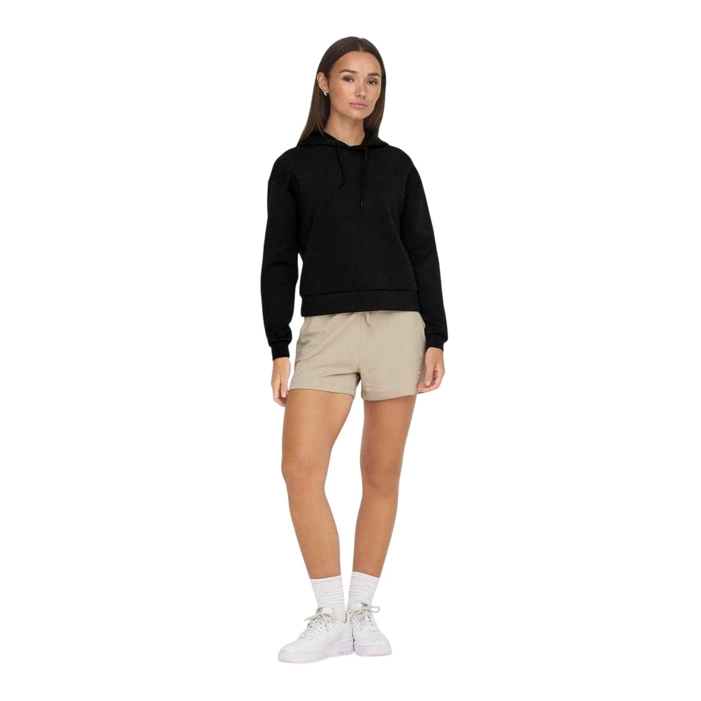 Black - Side - Only Play Womens-Ladies Relaxed Fit Long-Sleeved Drawstring Hoodie