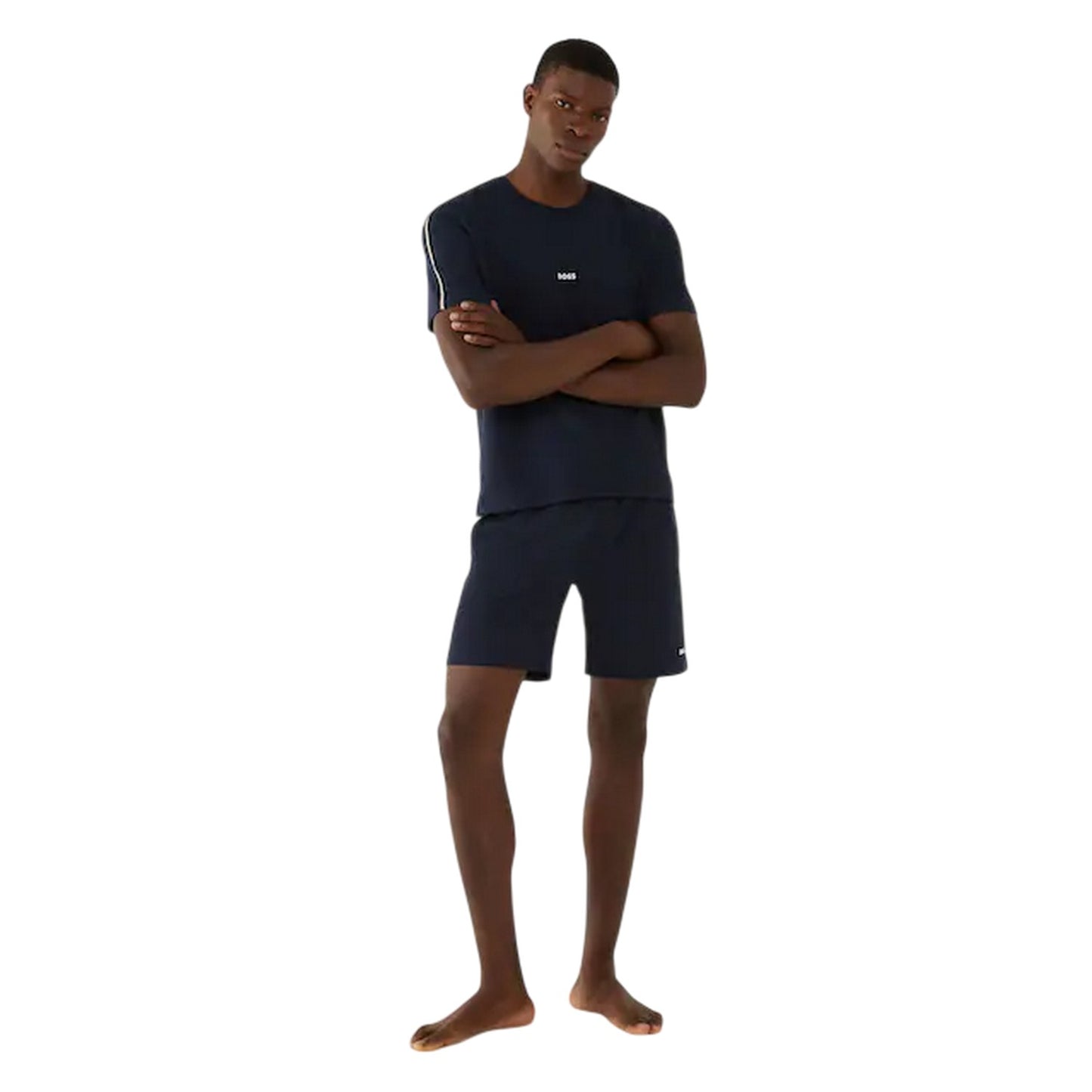 Dark Blue - Side - Boss Mens Unique Pyjama Shorts