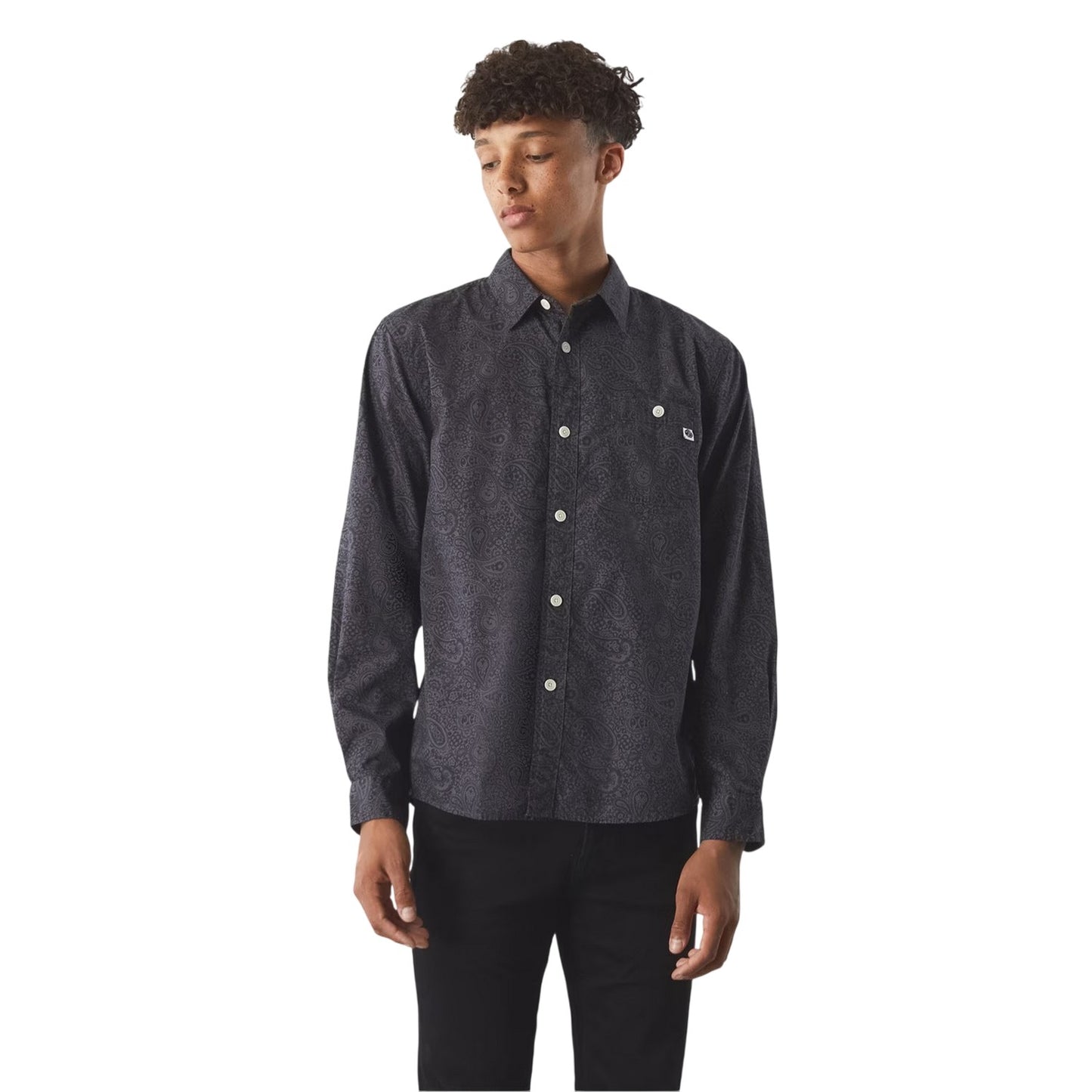 Black - Side - Pretty Green Mens Paisley Regular Shirt