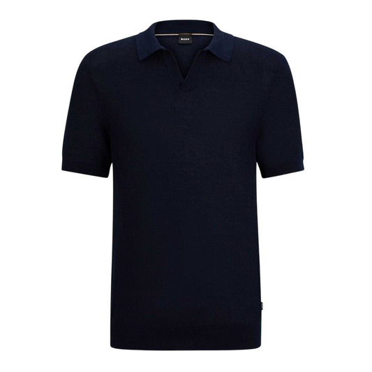 Dark Blue - Front - Boss Mens Tempio V Neck Regular Polo Shirt