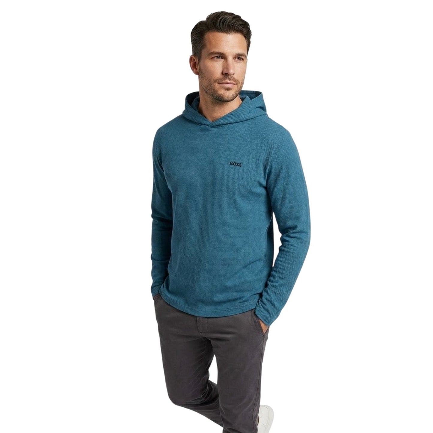 Blue - Lifestyle - Boss Mens Hooded Long-Sleeved Pyjama Top