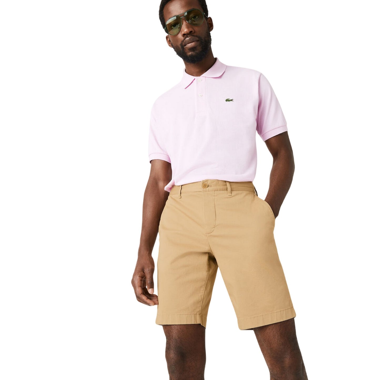 Beige - Lifestyle - Lacoste Mens Gabardine Slim Shorts