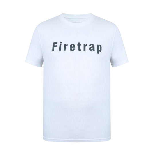 White - Front - Firetrap Mens Logo Cotton T-Shirt