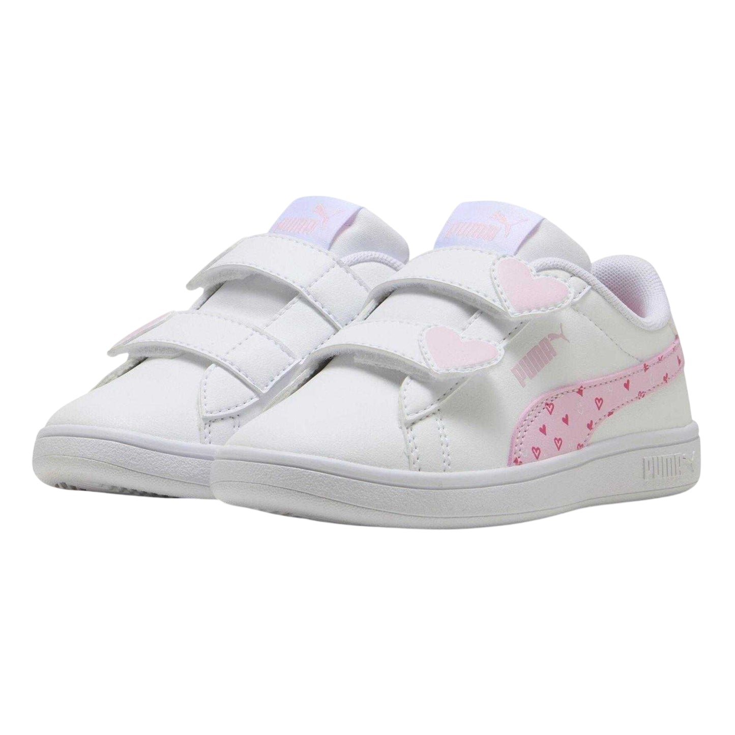 White-Pink - Lifestyle - Puma Childrens-Kids Smash 3.0 Synthetic Trainers