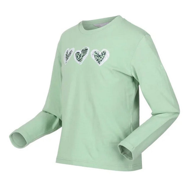 Green - Side - Regatta Childrens-Kids Wenbie III Heart Long-Sleeved T-Shirt