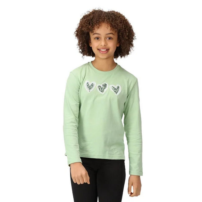 Green - Lifestyle - Regatta Childrens-Kids Wenbie III Heart Long-Sleeved T-Shirt