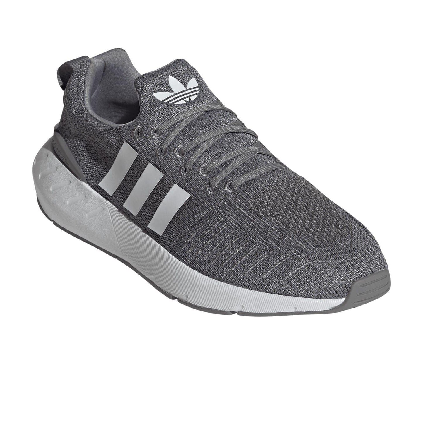 Grey - Pack Shot - Adidas Mens Swift Run 22 3 Stripes Knitted Trainers