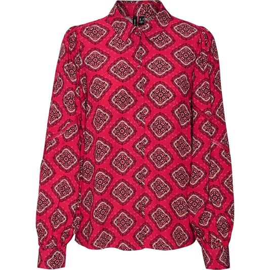 Raspberry Pink - Front - Vero Moda Womens-Ladies Lace Detail Relaxed Fit Puff Sleeve Shirt