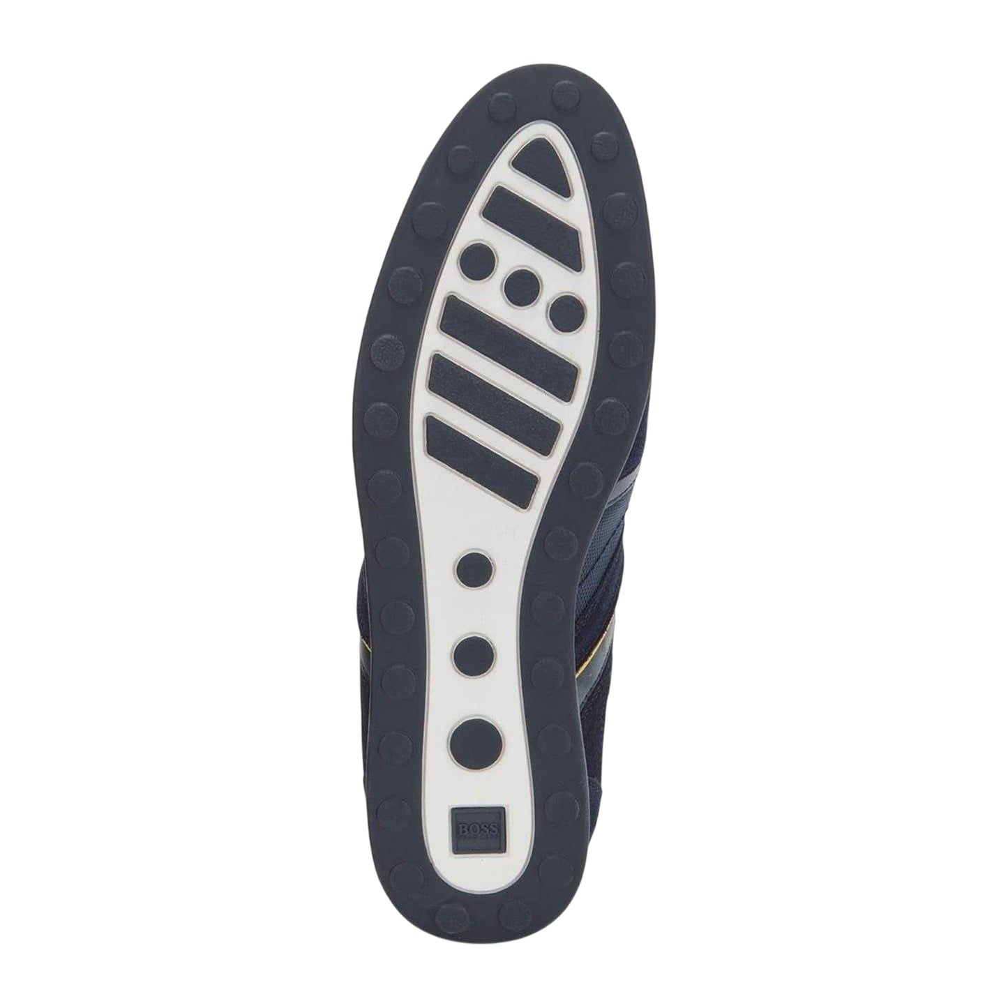 Navy - Pack Shot - Hugo Boss Mens Stiven Leather Lace Up Trainers