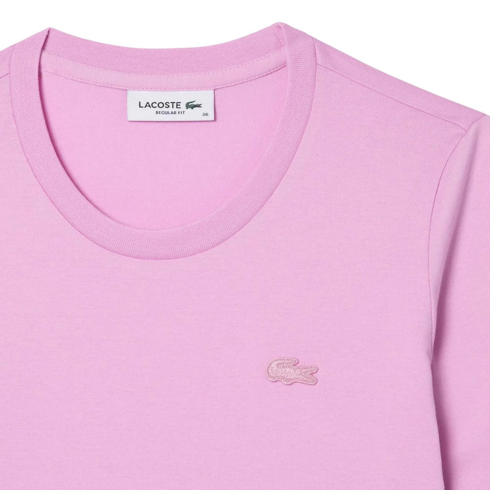 Pink - Back - Lacoste Womens-Ladies Cotton Soft 3-4 Sleeve T-Shirt