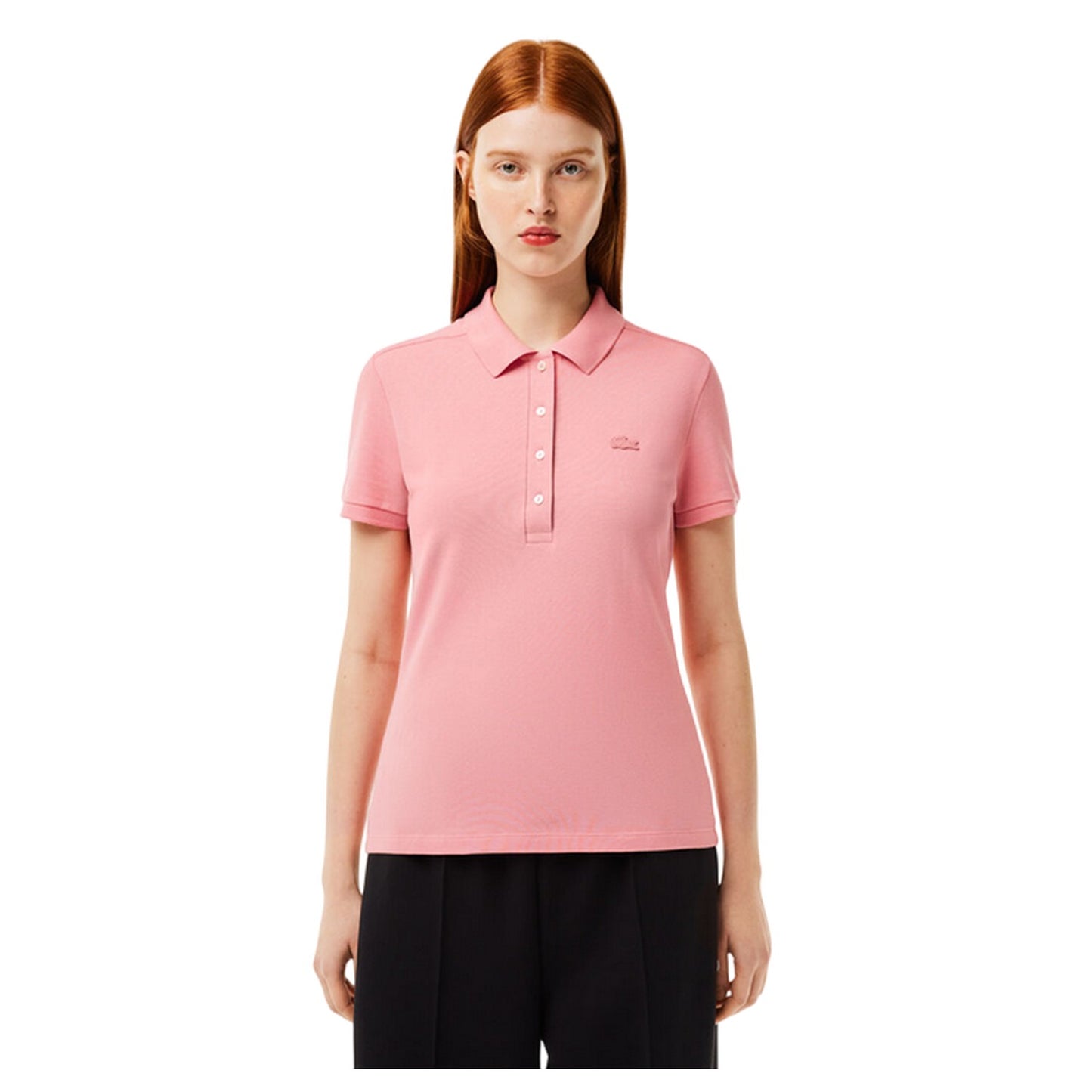 Pink - Lifestyle - Lacoste Womens-Ladies Pique Stretch Polo Shirt