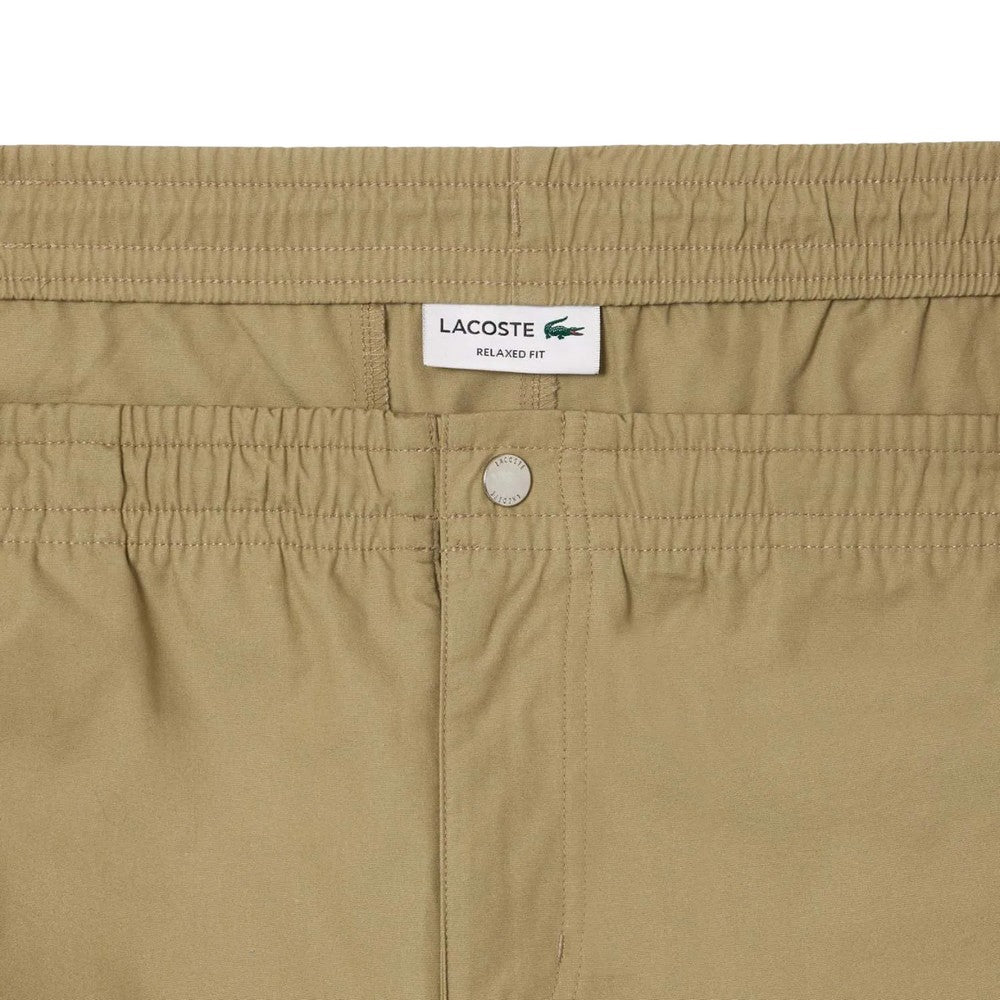 Beige - Side - Lacoste Mens Poplin Relaxed Fit Shorts
