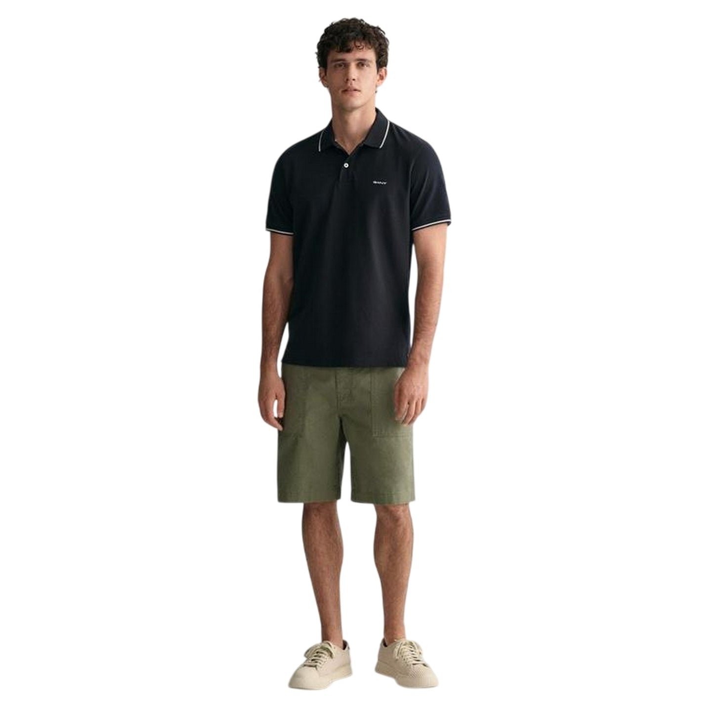 Black - Pack Shot - Gant Mens Embroidered Pique Polo Shirt