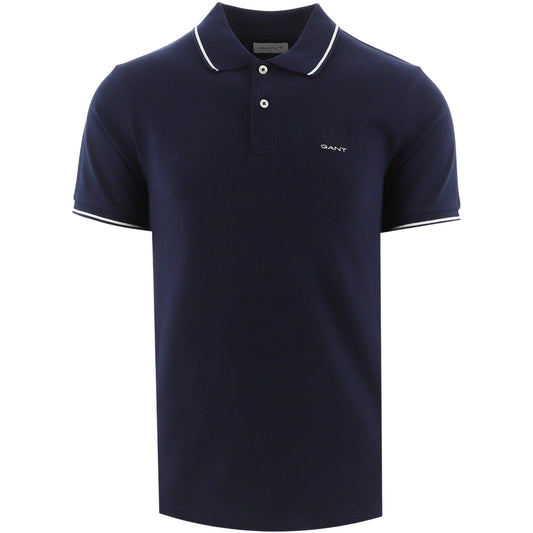 Evening Blue - Front - Gant Mens Embroidered Pique Polo Shirt