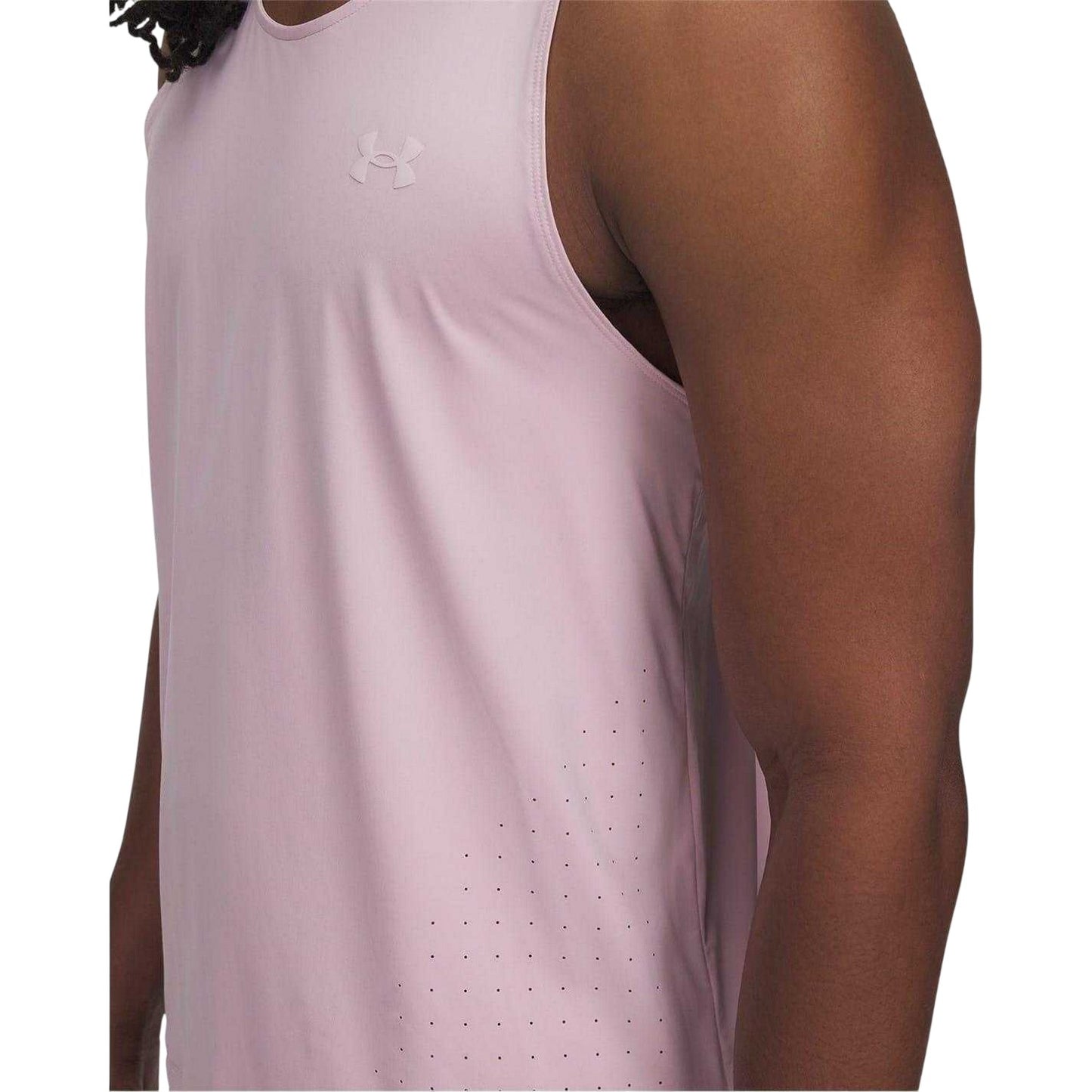 Pink - Side - Under Armour Mens Launch Vest Top