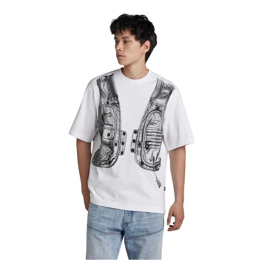 White-Grey - Front - G-Star Mens Archive Graphic Boxy T-Shirt