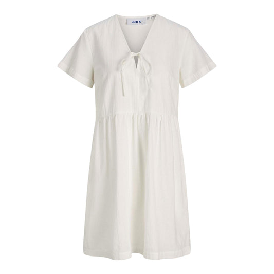 Blanc De Blanc - Front - JJXX Womens-Ladies V Neck Short-Sleeved Mini Dress