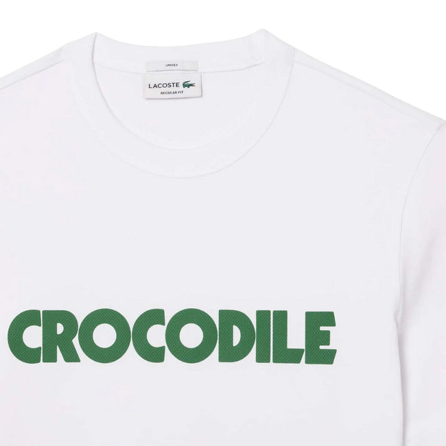 White - Side - Lacoste Mens Printed Cotton T-Shirt