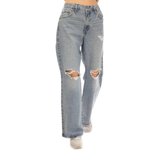 Light Blue - Front - Levis Womens-Ladies Denim Wide Leg Baggy Jeans