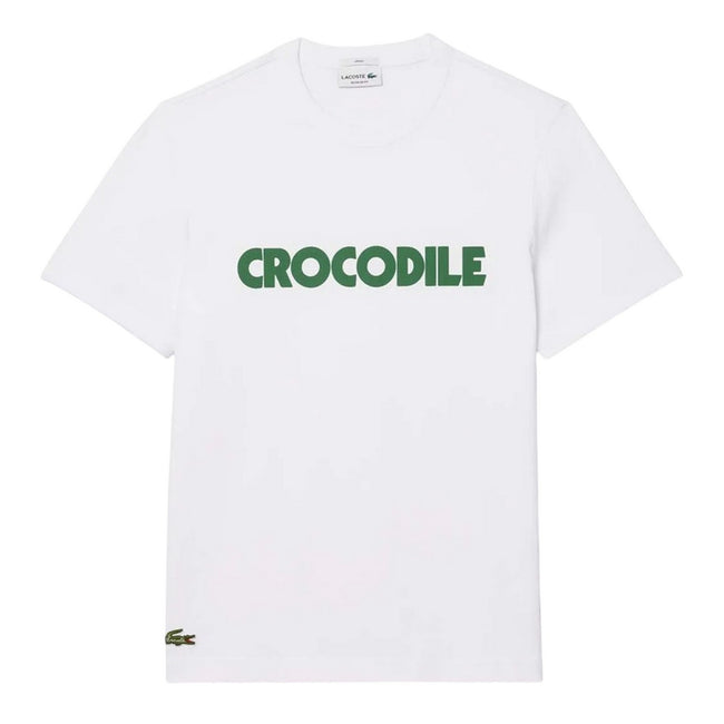 White - Front - Lacoste Mens Printed Cotton T-Shirt