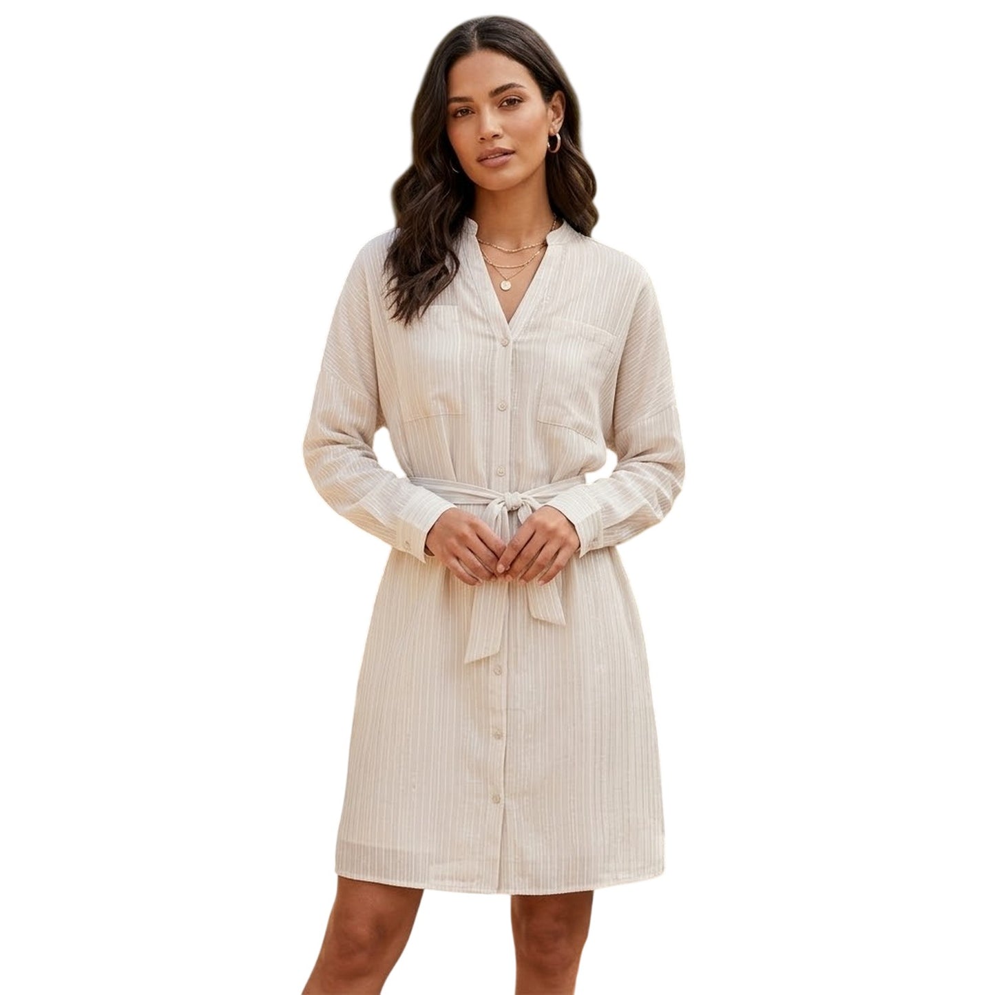 Silver - Side - Vero Moda Womens-Ladies Ines Striped Shirt Dress