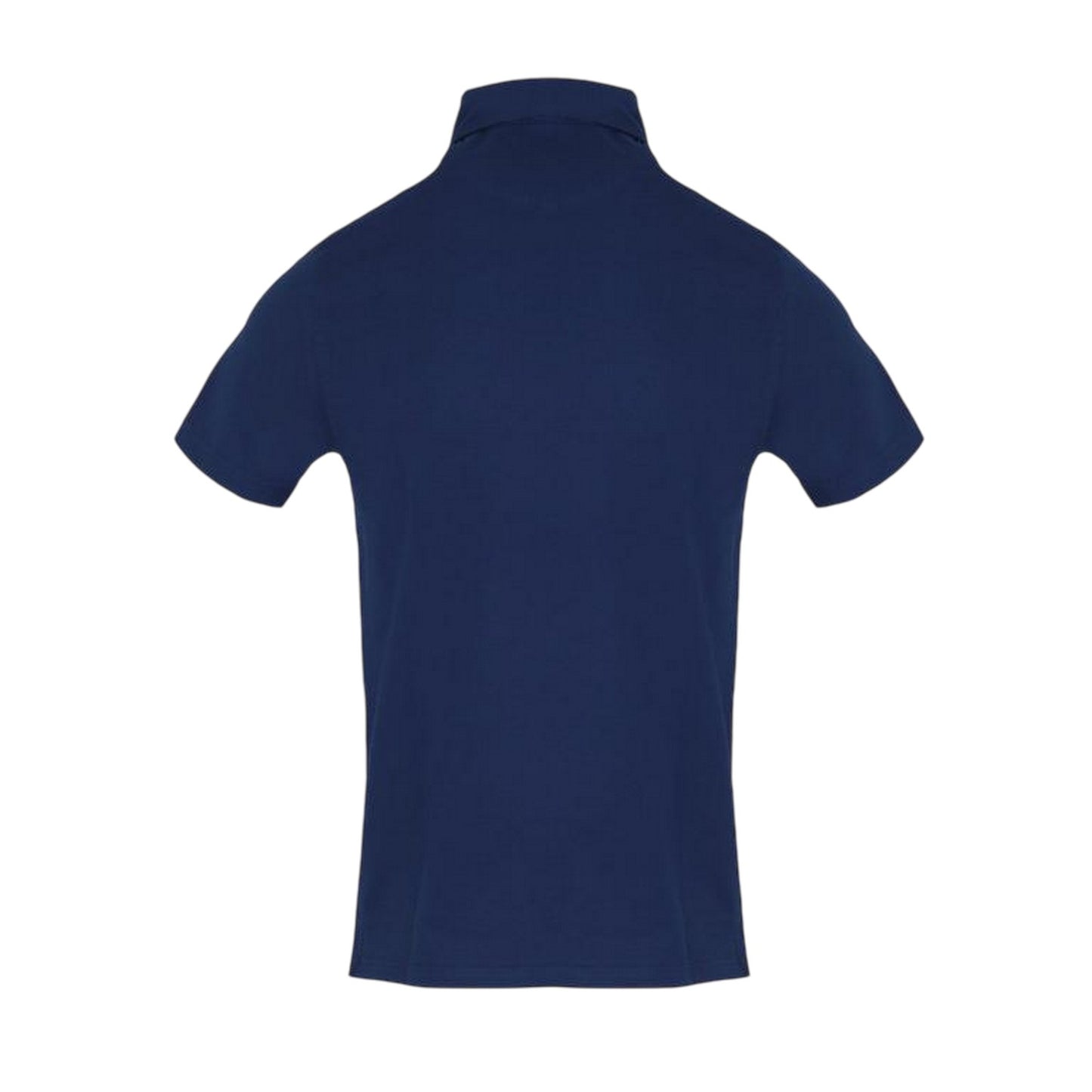 Navy - Back - Aquascutum Mens Checked Collar Pique Collared Polo Shirt