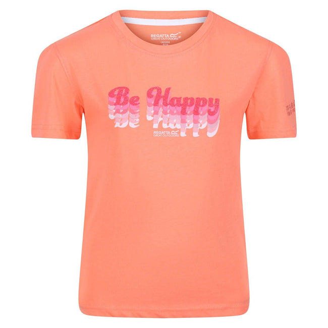 Fusion Coral - Front - Regatta Childrens-Kids Bosley V Be Happy T-Shirt