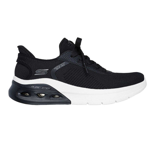 Black-White - Front - Skechers Womens-Ladies Bobs Arc Waves 2.0 Slip-In Trainers