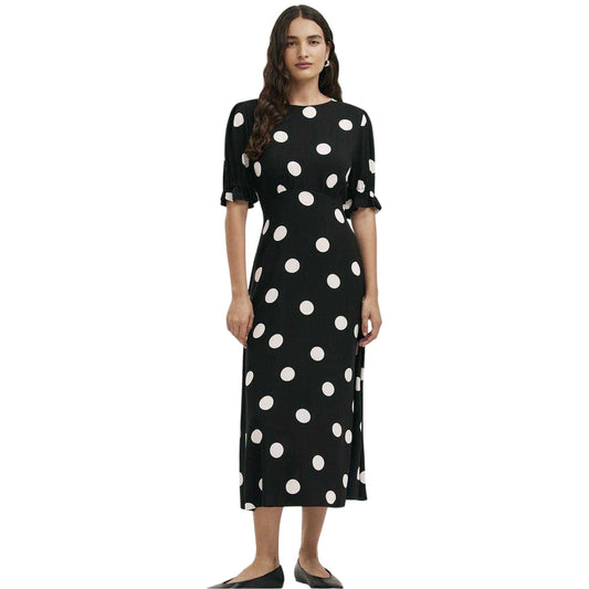 Black - Front - Finery Womens-Ladies Mela Polka Dot Crew Neck Midi Dress
