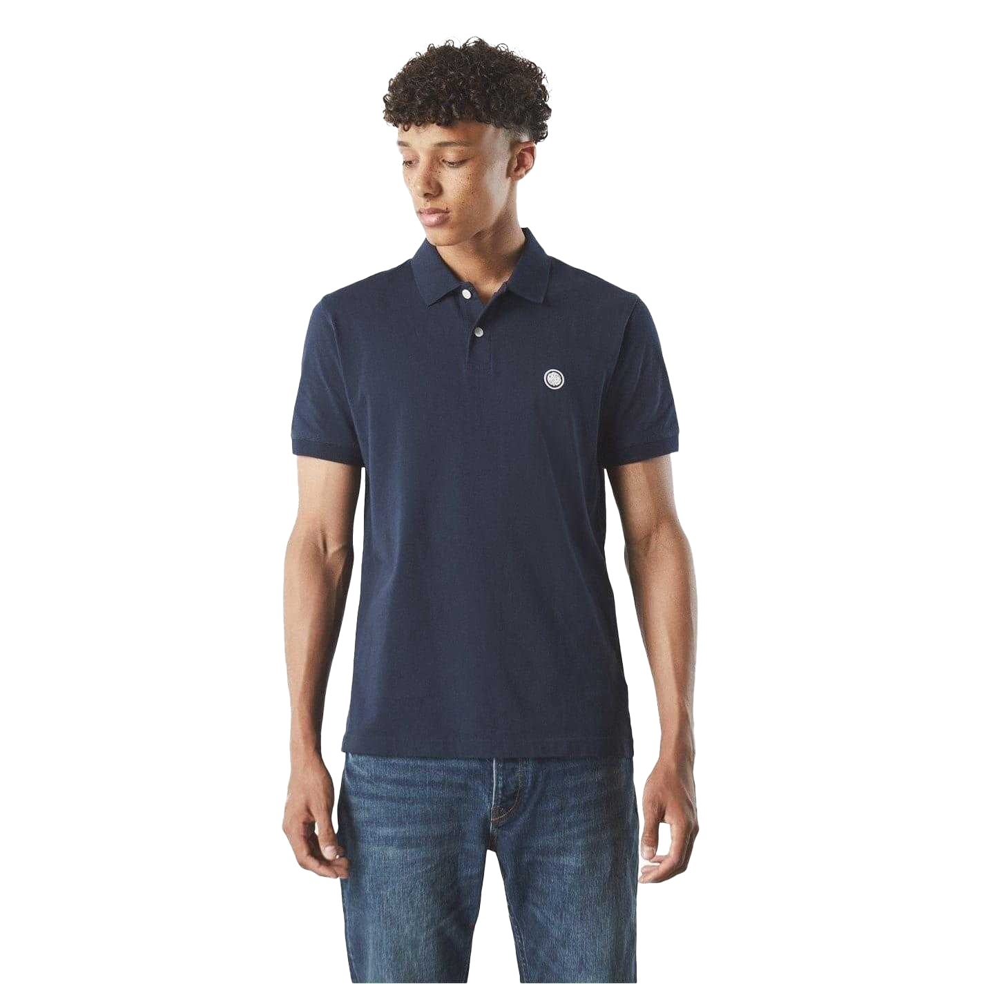 Navy - Side - Pretty Green Mens Jerry Regular Polo Shirt