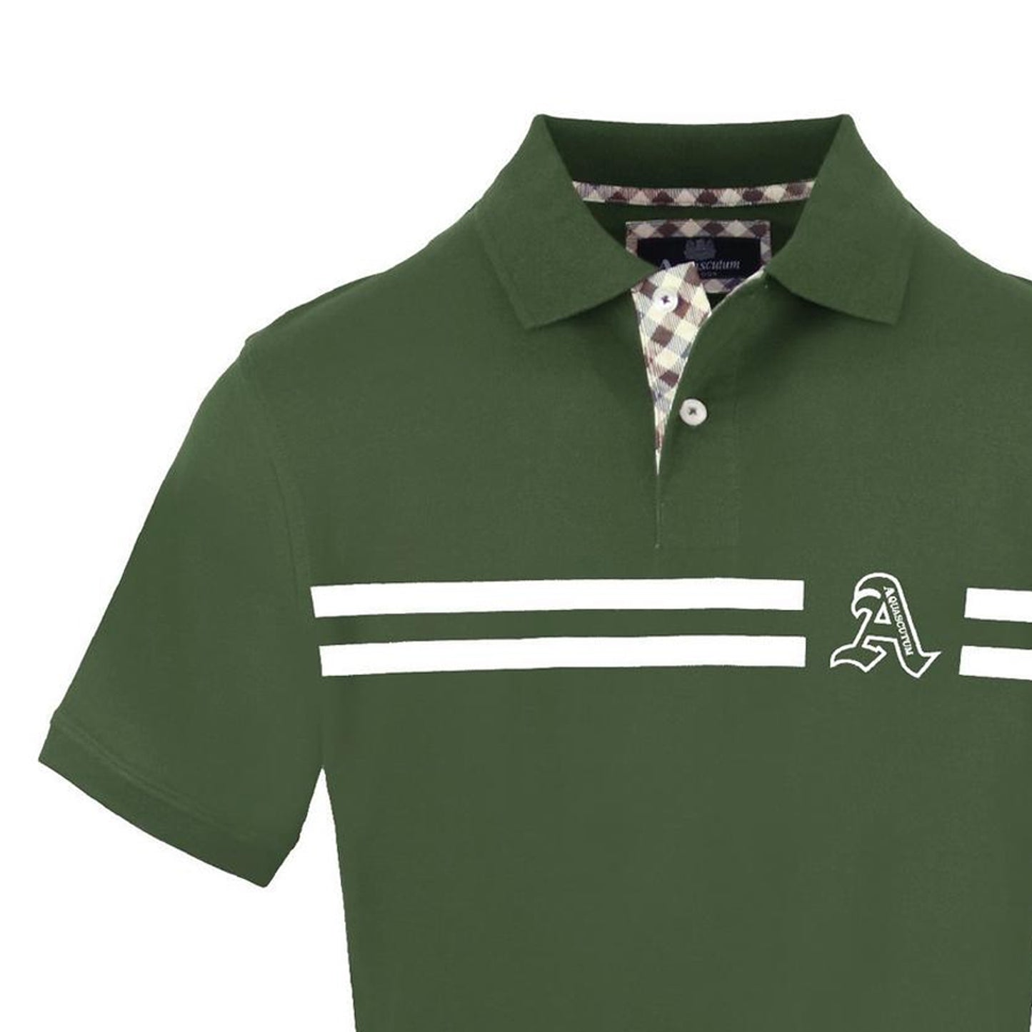 Military Green - Side - Aquascutum Mens Embroidered Logo Collared Polo Shirt