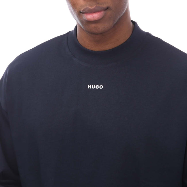 Dark Blue - Side - Hugo Boss Mens Logo Printed Relaxed Fit T-Shirt