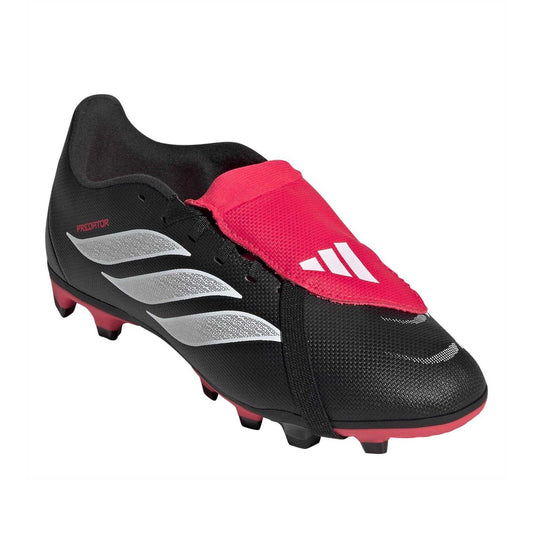 Black-Red - Front - Adidas Womens-Ladies Predator Club Fold Over Firm Ground Football Boots