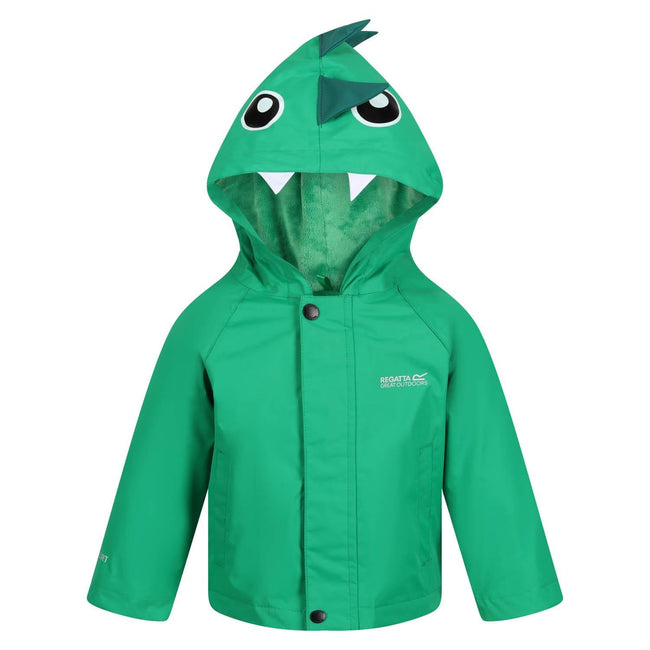 Green - Side - Regatta Baby Dinosaur Waterproof Jacket