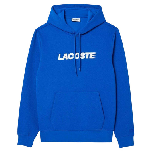 Blue - Front - Lacoste Mens Double-Face Cotton Pique Hoodie