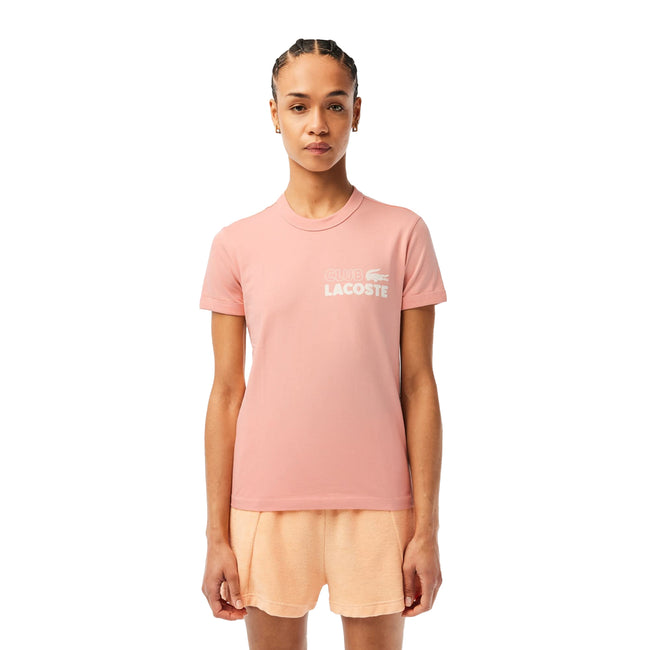 Pink - Lifestyle - Lacoste Womens-Ladies Organic Cotton Jersey Slim T-Shirt